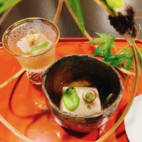 京懐石 美濃吉 竹茂楼 ホテルグランヴィア京都店 - 糸瓜と鯵、胡麻豆腐とじゅんさい
