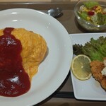 おむらいす亭 - 料理写真:チキン南蛮＋有機ケチャップオムライス＋サラダ