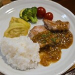 キッチン ブルー グローブ - ご飯をのせて