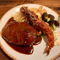 グリル 小松屋 - ハンバーグ、エビフライセット1800円