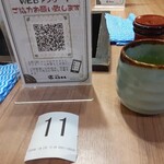 味奈登庵 関内南口店 - こちらは前払い制で、注文するとレシートと番号が印字されたものをくれるので、呼ばれるまで取っておかないといけません。それまでは、セルフで入れたお茶を飲みながら待ちます....