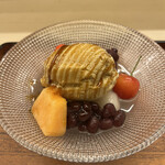 赤坂 菊乃井 - 昼懐石１５７３０円。黒蜜アイスクリーム フルーツ蜜豆。デザートまで手抜きなし。
