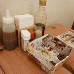 とんかつビストロ 肉のマルコウ - 各卓には懐かしの手作り殻入れ！