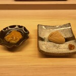 にしむら - あん肝とスルメイカの塩辛