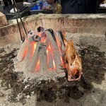 居酒屋 ちょーちょ - 魚を焼く囲炉裏