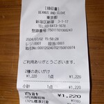 BEANUS CLOVE - レシート
