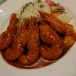 ラ ブラスリー - 2014 3 海老のソテー 濃厚な海老のソースグリンピースの入ったバターライス添え