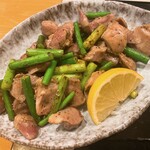 すし おおまさ - 砂肝とニンニクの芽のガーリック炒め