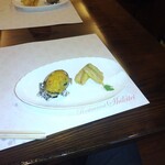 志喜亭 - 鮑のバターロースト　穴子のフリット　抹茶塩