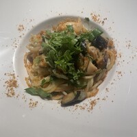 アンティキ - 小海老と茄子のしろ菜アーリオオーリオ、からすみ風味
