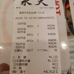 活魚廻転寿し 水天 - レシート