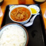 永井食堂 - もつ煮大盛り定食(半ライス)は740円