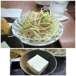 やゆよ・食事屋 - ◆キャベツも山盛り、胡麻ドレッシングもたっぷり。 ◆奴・・キツくて奴さえ無理に。m(__)m