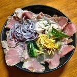 虎一番 - にぼし冷やし+チャーシュー+タマネギTP