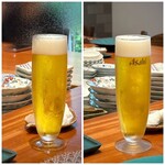 Refugeforestiere 五島 - 夫はビール(880円×2）・・シェフがビールをお好きなので、泡とビールのバランスが絶妙。