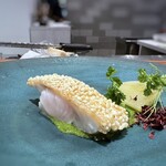 Refugeforestiere 五島 - *盛り付けが美しい。^^ スズキは道明寺粉を付けて焼かれているのですが、映えるだけでなく食感も愉しめます。