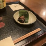 北野坂 こばやし - 蕎麦味噌(あかんアテです。ビール消えてしまった)
