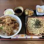 新勝庵 - 日替わりランチＢ野菜天重＋セットメニュー（1100円）税込【令和6年07月05日撮影】