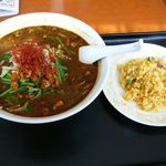 嘉宴 - 【黒ゴマタンタン麺＋半チャーハン…980円】2014/3