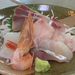 甲楽城売店 - 刺身アップ