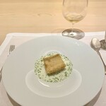 CHIUnE - 太刀魚の天ぷら、酢橘と蛤のソース