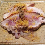 とり茶太郎 - 「ホロホロ鳥と名古屋コーチンの叩き」 ホロホロ鳥はしっとり、名古屋コーチンはしっかり歯ごたえを感じました。