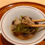 銀座 しのはら - 月の輪熊と白芋茎、万願寺