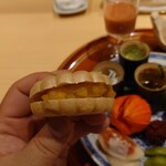 銀座 しのはら - フォアグラとマンゴー、パッションフルーツにレモンシャーベットの最中