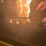 炭匠 御厨 - モモ焼き　ファイヤー