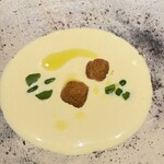 luogo - 玉蜀黍おおもの　スープ　名物クルトンは手作りで美味しいのです