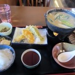 Nakayoshi Koyoshi - 景色をしばらく眺めてると注文しただご汁定食１０５０円が運ばれてきました。
      