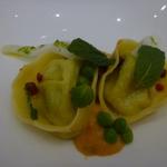 クイントカント - イカ、パンチェッタ、ウニ、イカスミ、ミント、ピゼッリ・・