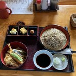 蕎麦茶寮 きむら - 天丼ランチ蕎麦大盛り