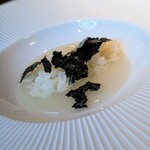 蒼 - 12ヶ月特別飼育の地頭鶏  一山いけすの地蛤　リゾットに こんとび海苔。有明のこんとび海苔自体の味わいが凄い！！リゾットのお味が３倍引き立ちます。