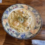 洋食やタイガー - えびとキノコのクリームスパセット@1280 下のはパンがあれば美味しいソースもっと食べれたのにって