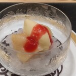 銀座 大石 - 桃コンポート、グラニテ、バニラアイス