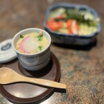 しほう田 - 茶碗蒸しとサラダ　　茶碗蒸しが絶品！