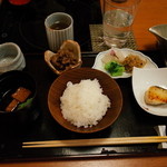 赤坂 きた福 - お食事 赤出汁 牛しぐれ煮 お新香 じゃこ山椒 さわら付 2014.3.2x