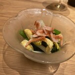 食堂えびちゃん - クレソンとピーナッツもやしのお浸し