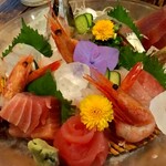 八乃屋 - お刺身盛り合わせ　お刺身は間違いなく美味し。