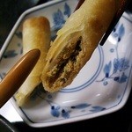 純手打ち十割そば 蕎澤 - 卯の花の春巻き断面。