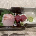 川梅 懐石・鮨 - おつくり。鯛、鮪、剣イカ。