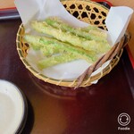 そば処さと - アスパラの天ぷら