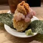 小皿のまぐろとさば。 - 