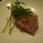 鎌倉 松原庵 - 鴨ロースのカルパッチョを取り分けました；2014年3月