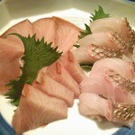鎌倉 松原庵 - 本日の刺身からぶりと真鯛を；2014年3月