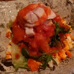 鶏一途 - 蒸しどりトマトのサラダ