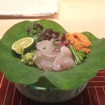 日本料理 吟 - 宮城県産ホシガレイと赤利尻の刺身盛合せ