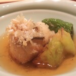日本料理 吟 - 甘鯛と賀茂茄子と万願寺の揚げ出しアップ