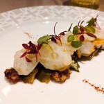 リストランテ ラ・バリック トウキョウ - 小さな前菜2　ボイルと炙りの水蛸　オクラとインゲン